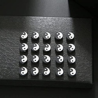 100pcs Black Yin Yang Polymer Clay Spacer Beads for Women Jewelry Making DIY Bracelet Necklace Hair Clip Accessories (Black Yin Yang) - color: Black Yin Yang
