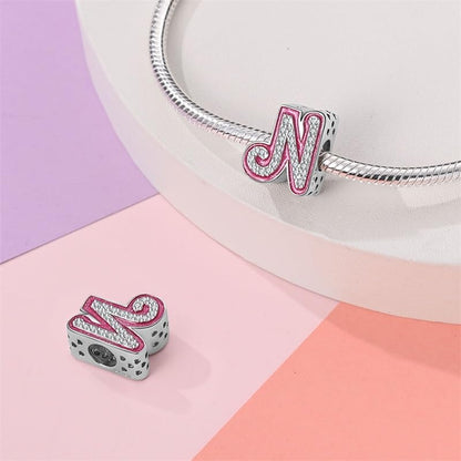 925 Sterling Silver Letter Charms Fits Pandora Bracelets Alphabet AZ Bead Charm for Bracelets Necklace with 5A Cubic Zirconia for Women Birthday Ceremony DIY Jewelry Gift - style: N