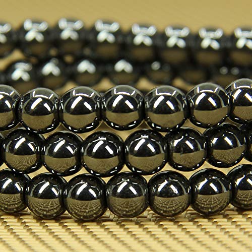 Angelstones Gemstones 6mm Round Beads Healing Crystal Bracelet for women | Natural Gemstone, Handmade Gifts for Women, Healing Crystal Round Beaded Stretch Bracelets, Unisex Jewelry for Women and Men - color: Black Hematite