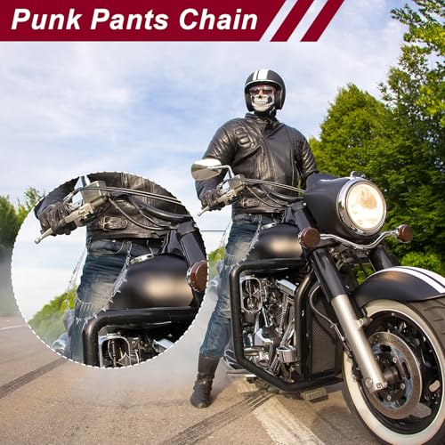 Hip Hop Punk Pants Chain Wallet Chain, Unisex Rivet Spike Jeans Pocket Chain Goth Belt Chain for Women Men Biker Rocker Pants Accessories - color: 【Chain-02】Rivet Spike（Silver）