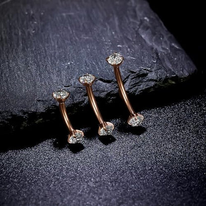 Rook Daith Piercing Jewelry 16G Stainless Surgical Steel Curved Barbell Eyebrow Rings Vertical Labret Lip Piercing Jewelry Rook Daith Earrings for Women Men 6MM 8MM 10MM Hypoallergenic - color: Rose Gold-6MM 8MM 10MM