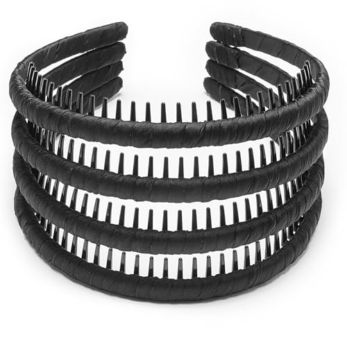 STHUAHE4PC Multicolor Protection Resin Teeth Comb Hair Hoop Hairband Headband Hair Accessories by Beauty hair (Black-4PCS) - color: Black