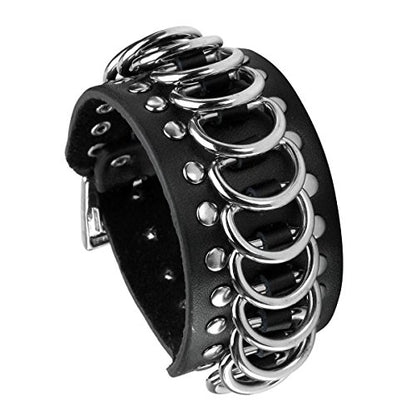 Eigso Punk Leather Studded Rock Bracelet for Men Women Gothic Rivets Y2K Black Wristband for Man Woman - color: Black