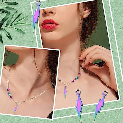 LiQunSweet 30 Pcs Electroplating Flash Shape Weather Themed Charms Celestial Thunder Blot Lightning Charms for DIY Jewelry Making - color: Lightning Charms_30Pcs