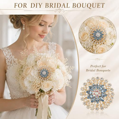 Exquisite Rhinestone Flower Brooch Pin Sparkling Crystal Sunflower Brooch Vintage Rhinestone Floral Lapel Pins Snowflake Broochs Large Wedding Bridal Dress Jewelry for Women