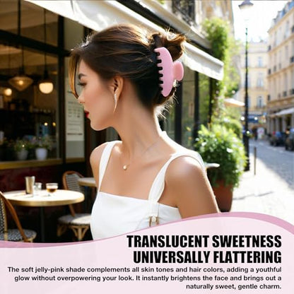 Pink Hair Clips Womens Big Claw Clip Nonslip for Thick Hair 4in | Large Celluloid Butterfly Jaw Clips, Trendy Blue Claw Clips Strong Hold, Jumbo French Hair Clip for Thick Hair - color: Pink Claw Clip