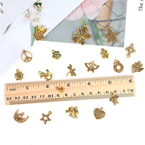 SANNIX 200Pcs Gold Charms Bulk Antique Gold Charms for Jewelry Making | Charm Bracelet Necklace Earrings DIY Craft Making - color: Gold