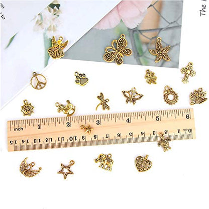 SANNIX 200Pcs Gold Charms Bulk Antique Gold Charms for Jewelry Making | Charm Bracelet Necklace Earrings DIY Craft Making - color: Gold