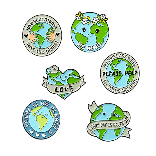 6 Pcs Cute Enamel Lapel Pins Sets Cartoon Animal Plant Fruits Foods Brooches Creative Pin Badges for Clothing Bags Backpacks Jackets Hat Accessory - color: Green