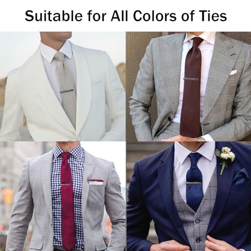 Tie Clip for Men, TAIGRAMA Tie Bar and Tie Pin Clip for Skinny Ties Gold Rose Gold Silver Black, Unique Mens Tie Clip Tie Clasp Suitable for Wedding Anniversary Business Professional and Best Gift - style: Style2-Black