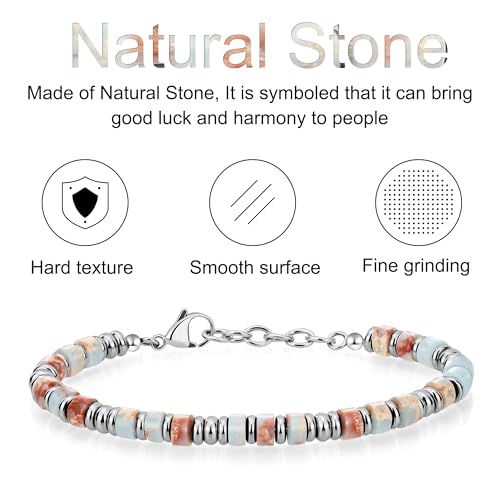 SIUMAL Mens Bracelet, Boho Stainless Steel Bracelets for Men, Beaded Bracelets, Jewelry Gifts for Husband, Father, Friends - color: Colorful