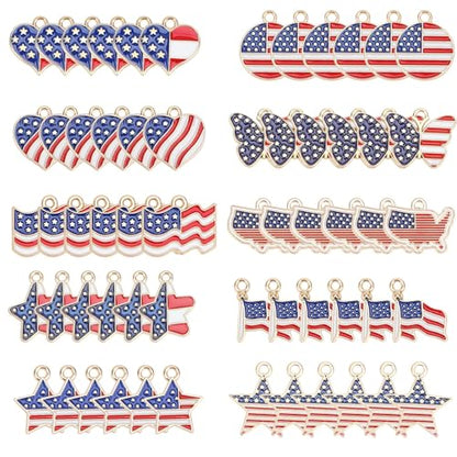 60Pcs Patriotic Charms, American Flag Charms for Jewelry Making - style: Patriotic Style