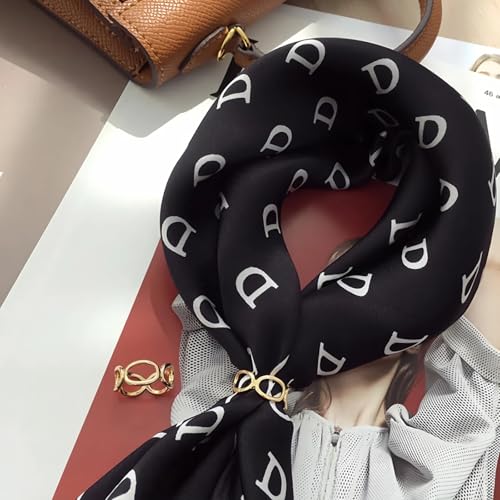 SYWDUDUCLT Scarf Ring for Women's Shawl, Silk Neckerchief, Tshirt, Gold/Sivler, S/M/L, 2 Pcs - style: 5 Round