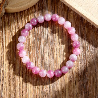 8mm Beaded Bracelets for Women, Natural Crystal Gemstone Energy Bracelets - color: Plum Tourmaline