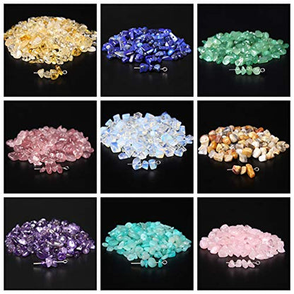 Natural Chip Stone Beads 5-8mm Garnet About 400 Pieces Irregular Gemstones Healing Crystal Loose Rocks Bead Hole Drilled DIY for Bracelet Jewelry Making Crafting (5-8mm, Garnet) - color: Garnet