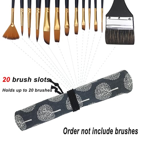 Funny live Paint Brush Holder Art Supplies, Artist Brush Holder & Art Supply Storage Organizer Roll-Up Case Bag, Protect Acrylic Oil Watercolor Paintbrushes (Grove-20 Slot Pockets) - style: Grove-20 Slot Pockets