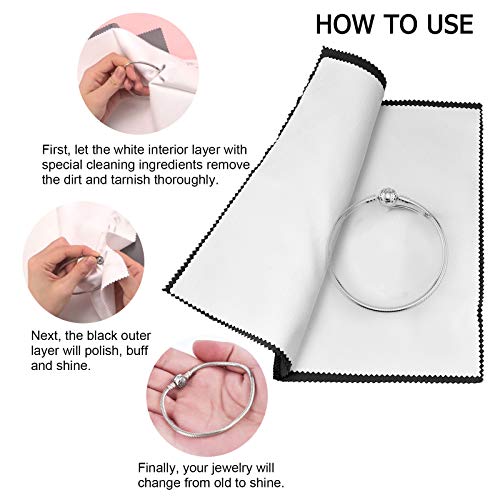 SEVENWELL Silver Polishing Cloth, 2PCS Large Jewelry Cleaning Cloths | Dual-Layer Cleaning, Large 10" × 12", Reusable, Removes Tarnish, Restores Shine, For Sterling Silver, Gold & Platinum - color: Black