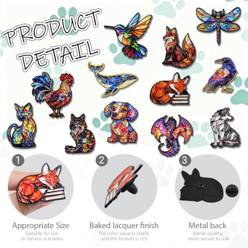 4/6/9/10/12/16/20PCS Cute Enamel Pins Bulk Set, Art Aesthetic Lapel Brooches, Humorous Quote Pins for Backpacks Jackets Hats Bags, Novelty Cool Badges for Women, Men, Teens, Kids - style: 12pcs Animal