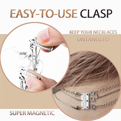 Dailyacc Layering Magnetic Necklace Clasp,18 K Gold and Silver Separator for Stackable Necklaces - color: 1PCS - 3 Silver