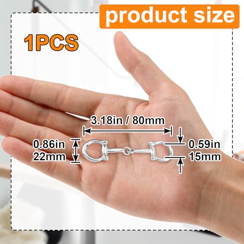 Joez Wonderful Scarf Ring Clip, Wide Band Chunky Chain Silk Scarf Buckle, Shawl Clips Scarf Clasp Holder Scarves Pin - color: (Horsebit) Silver