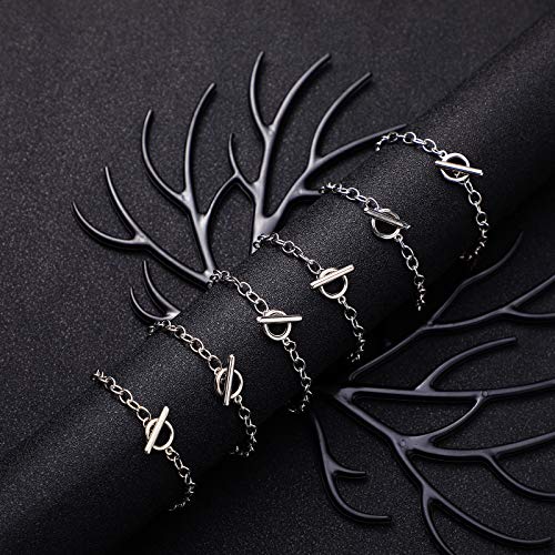 Hicarer 24 Pieces Bracelet Chains Bulk with Ot Toggle Clasp Alloy Link Chains DIY Jewelry Making Bracelets for Women DIY Jewelry Valentine's Crafts Supplies(Silver) - color: Silver