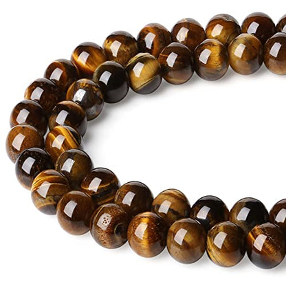 LAIDANLA Tiger Eye 8mm Natural Stone Beads Round Loose Gemstone Stone Beads for DIY Bracelet Necklace Earrings Jewelry Making Polishing Genuine Real Beading 96PCS 2 Strand 32" - color: G-Yellow Tiger Eye, size: 8mm