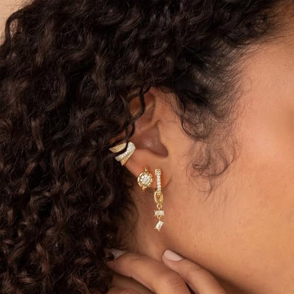 MYEARS Women Ear Cuff Earrings Gold Non Pierced Cartilage Clip on Open Wrap Hoop 14K Gold Plated Simple Hypoallergenic Everyday Jewelry - style: Bold Greek