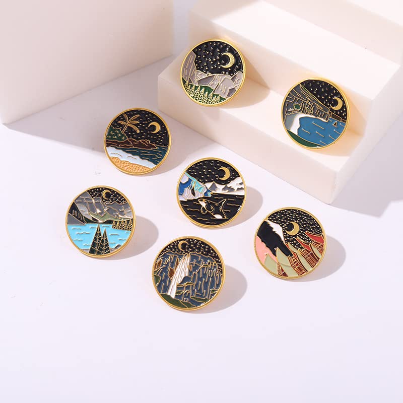Cute Enamel Pin Set Lapel Pins Brooches Cartoon Brooch Badge Pins for Clothes Bags Backpack for Women - color: Starry Sky