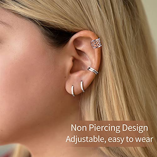ChicSilver 925 Sterling Silver Ear Cuffs Non-Piercing Cartilage Earrings: Various Styles, Conch Cuffs (with Gift Box) - style: H: 8mm Celtic Cuff