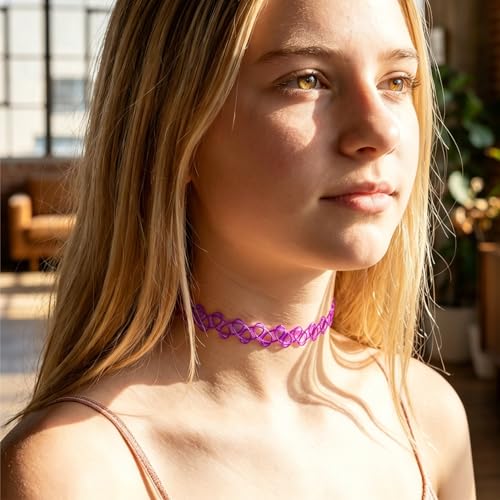 PAGOW Tattoo Choker Set, Stretchy 90s Choker Necklace, Adjustable Retro Y2K Gothic Grunge Chokers Jewelry Accessories - color: 12 Gradient Colors,12Pcs