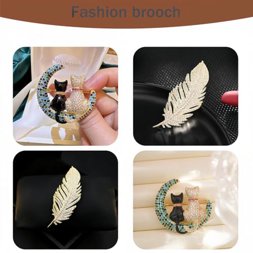 2pcs Rhinestone Brooch Pin for Women Dress Elegant Stylish Crystal Brooches Fashion Accessories Pins Lapel Boutonniere Ideas Wedding Christmas Birthday Jewelry Easter Gift - color: 04 Blue/Gold
