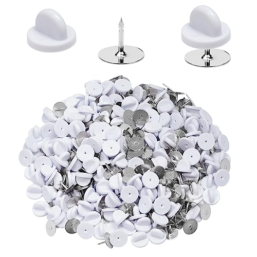 400pcs PVC Rubber Butterfly Clutch Pins Tie Tacks Blank for Uniform Badges Backing Holder Clasp Lapel Enamel Pins(200 Sets),White - color: White