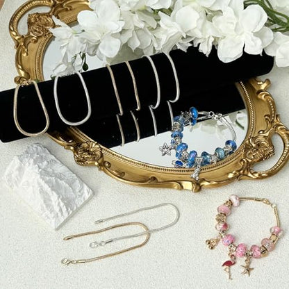Exway 10 Pcs Snake Charm Bracelet Chain 7.0 Inch Gold Charm Bracelet Kit Snake Chain Bracelets Chain for Christmas DIY Women Jewelry Making Gifts - color: gold style A, size: 7.0in