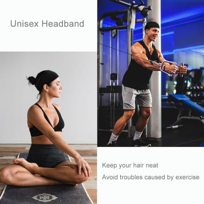YONUF Fashion Headbands For Women Wide Headband Yoga Workout Head Bands Hair Accessories Black Band 6 Pack - color: Black