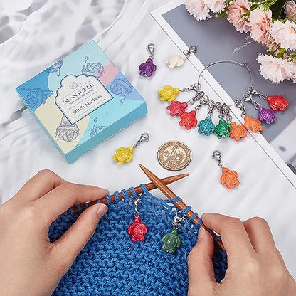 SUNNYCLUE Turtle Beads Stitch Markers, 20Pcs Crochet Knitting Markers with Lobster Clasp Charms for Sewing Quilting - color: 20pcs Turtle Beads Stitch Markers With Upgraded Gift Box