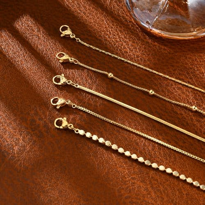 Gold Bracelets for Women, 14K Gold Plated Stackable Bracelet Stack Set Adjustable Charm Paperclip Chain Snake Link Layered Waterproof Jewelry Sets Gifts - style: Bracelets Set /8