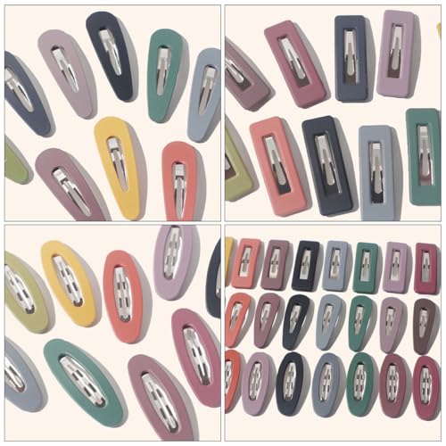 30pcs Mixed Color Hollow Matte Bangs Barrettes Hair Clip Set with Oval, Teardrop, and Square Designs for Women Everyday Hair Styling Random Color