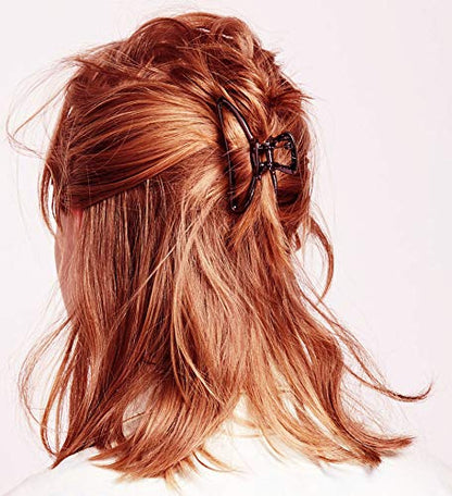 HH&LL Hair Clips, Metal Hair Claw Barrette Clamp Jaw for Women (2, Black+ Silver) - color: Black+ Silver