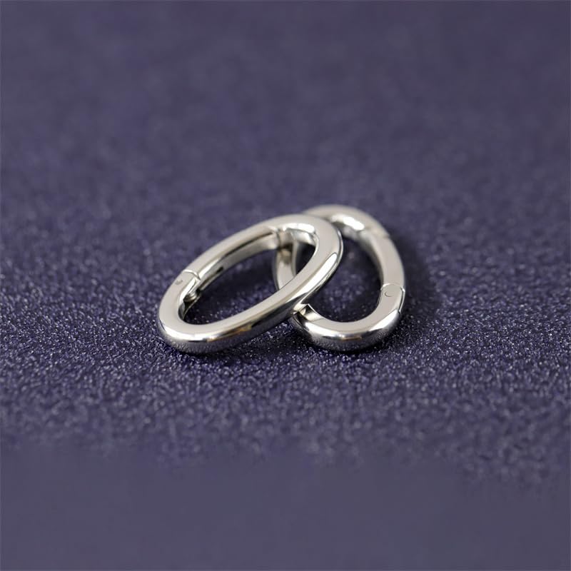 1Pc Oval Spring Clasps Clips Connector Rings for Keychain DIY Crafts (Silver-F) - color: Silver-F