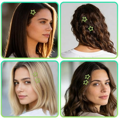 70 Pcs Metal Glitter Snap Hair Clips for Women,Small Snap Barrettes for Women Girls Thick Fine Hair (Green) - color: Green