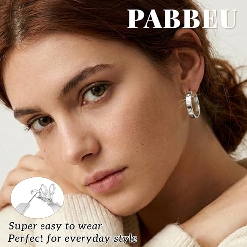 5MM Wide 925 Sterling Silver Post Hoop Earrings Hypoallergenic Lightweight | Sparkly 14K Gold Plated Large Rhinestone Hoop Earrings Big Cubic Zirconia Earring Hoops for Sensitive Ears 30/40/50/60/70MM - color: 30mm Silver