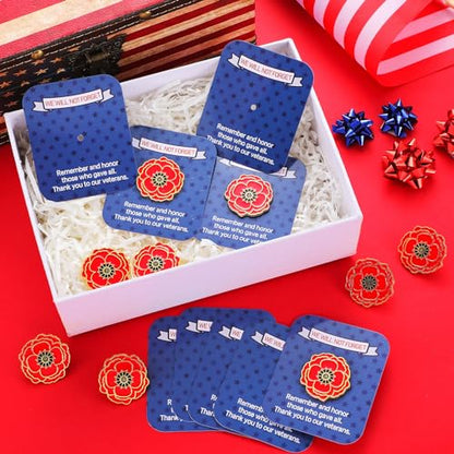 Sayglossy 30 Sets 4th of July Poppy Pins with Card Patriotic Lapel Pins Poppy Pin on Card Poppies Flower with Cards for Independence Day Veterans 250th Gifts - style: Poppy