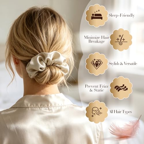32 Pcs Satin Scrunchies for Women,16 Colors Silk Scrunchies Ponytail Holders,Satin Hair Ties and Bands for Thick,Thin and Curly hair