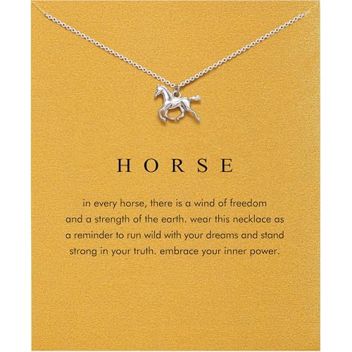 Baydurcan Dainty Silver Necklace for Women Ankh Horse Celtic Necklace Gifts | Dainty charm gifts for friends sister mother, birthday, christmas, graduation gifts. Ready to give with card & envelope. - style: Horse