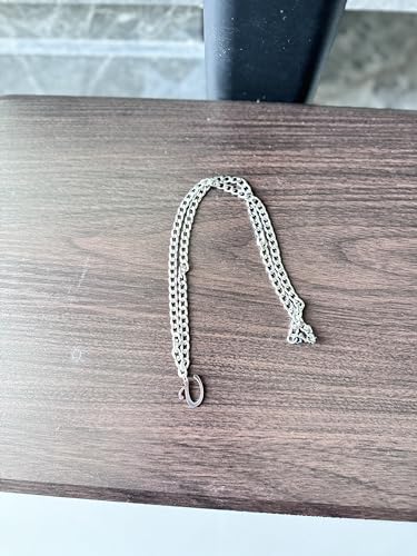 Stainless Steel Initial A-Z Necklace for Men Women,Cuban Chain,Titanium Steel Initial Letter Pendant Charm Necklaces Accessories Jewelry for Woman Man,21 Inch Chain - color: U