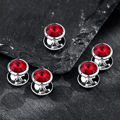 HAWSON Crystal Shirt Studs for Men's Tuxedo Shirt, Tuxedo Buttons for Birthday Wedding Party Christmas. - color: Red