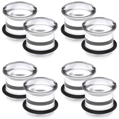 14G-12mm Solid Acrylic Clear Opalite/Black Gauges for Ears Plugs with O-Rings Single Flare Gauges Stretching Kit Ear Expander Piercing Jewelry for Women Men - color: Clear, size: 00G