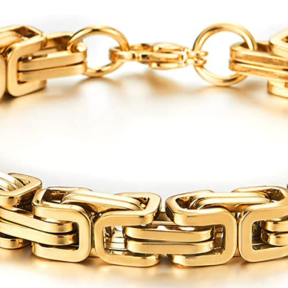 COOLSTEELANDBEYOND Mens Women New Stainless Steel Braided Link Bracelet Polished - color: G-Metal Color: Gold