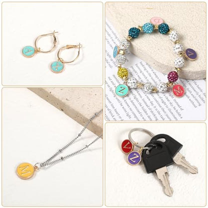312 Pcs Letter Charms for Jewelry Making, Mix Initial Charm with 100 Keychain Clips and 200 Jump Rings, Double Sided Alphabet Charms for DIY Necklace & Bracelet