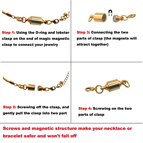 Zpsolution Screw Magnetic Clasps for Necklaces Safety Magnetic Locking Jewelry Clasp Converter - color: 4 Glod and 4 Silver